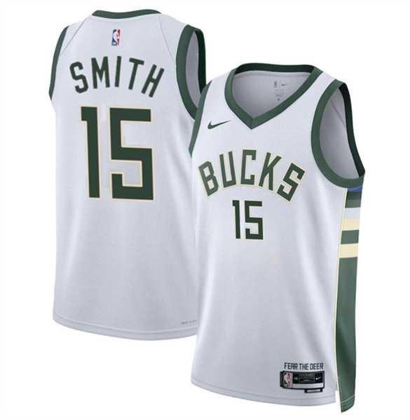 Men%27s Milwaukee Bucks #15 Tyler Smith White 2024 Draft Association Edition Stitched Basketball Jersey Dzhi->milwaukee bucks->NBA Jersey